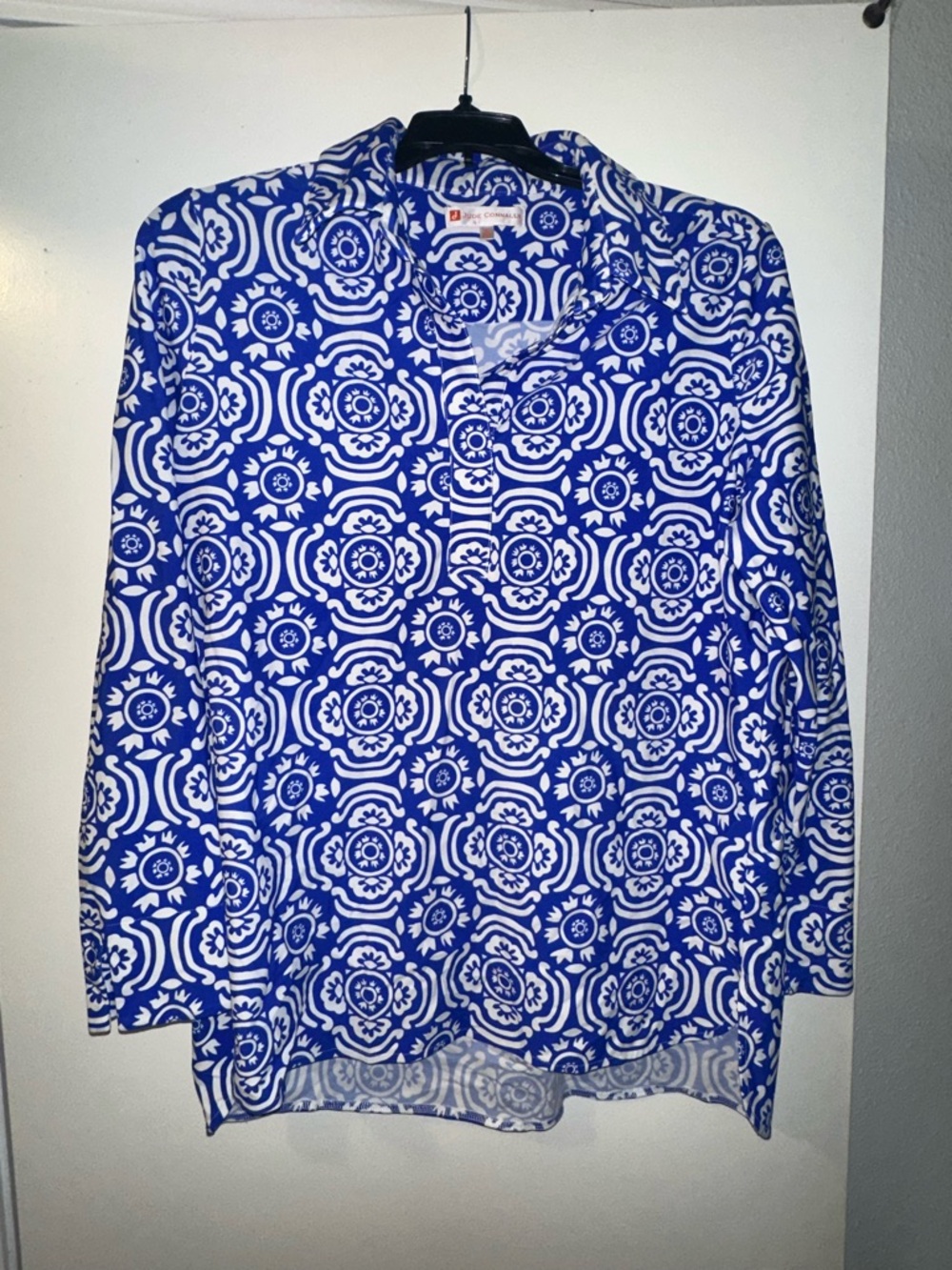 Jude Connally Hadley Top Jude Cloth - Royal Blue & White Printed Tunic